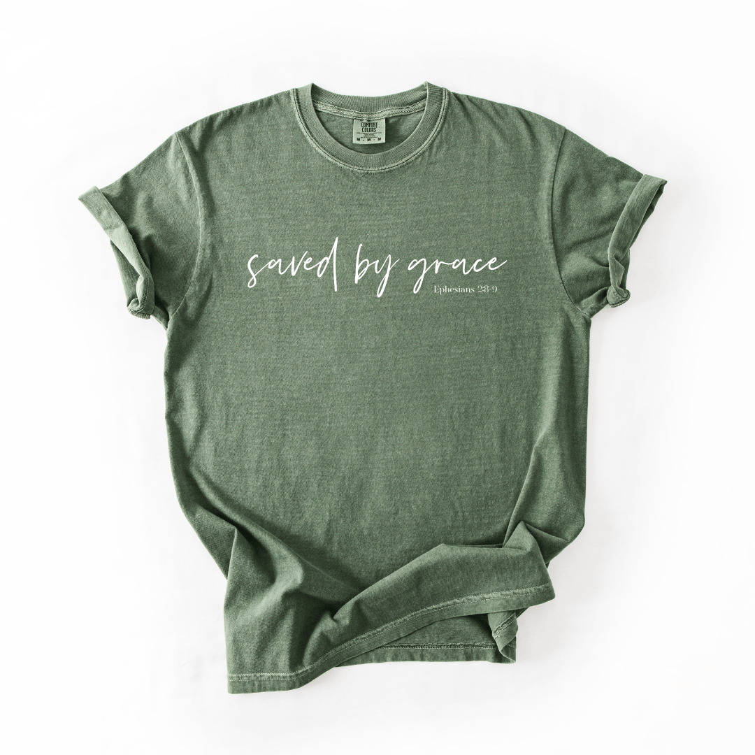 ellyandgrace 1717 Saved By Grace Comfort Colors Unisex Shirt