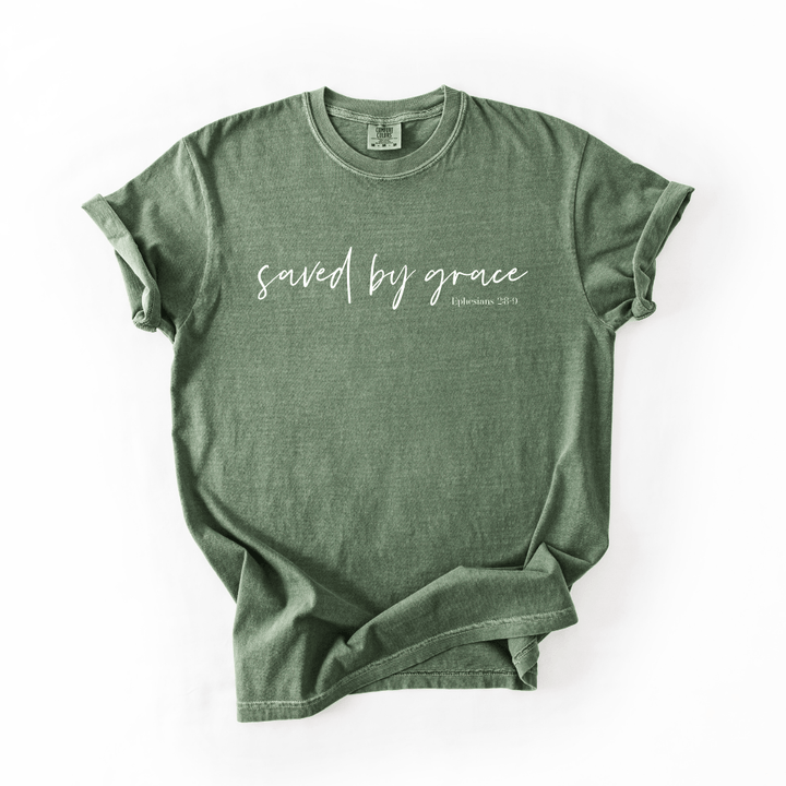 ellyandgrace 1717 Saved By Grace Comfort Colors Unisex Shirt