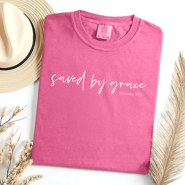 ellyandgrace 1717 Saved By Grace Comfort Colors Unisex Shirt