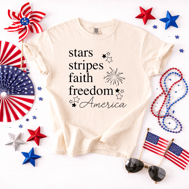 ellyandgrace 1717 Stars + Stripes Comfort Colors Unisex Shirt