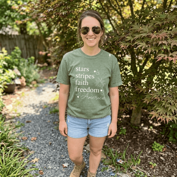 ellyandgrace 1717 Stars + Stripes Comfort Colors Unisex Shirt