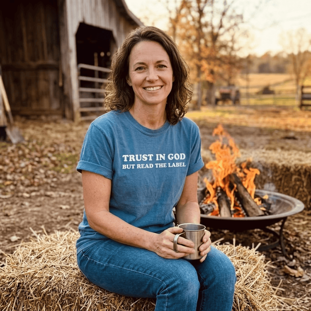 ellyandgrace 1717 Trust in God, But Read The Label Comfort Color Unisex Shirt