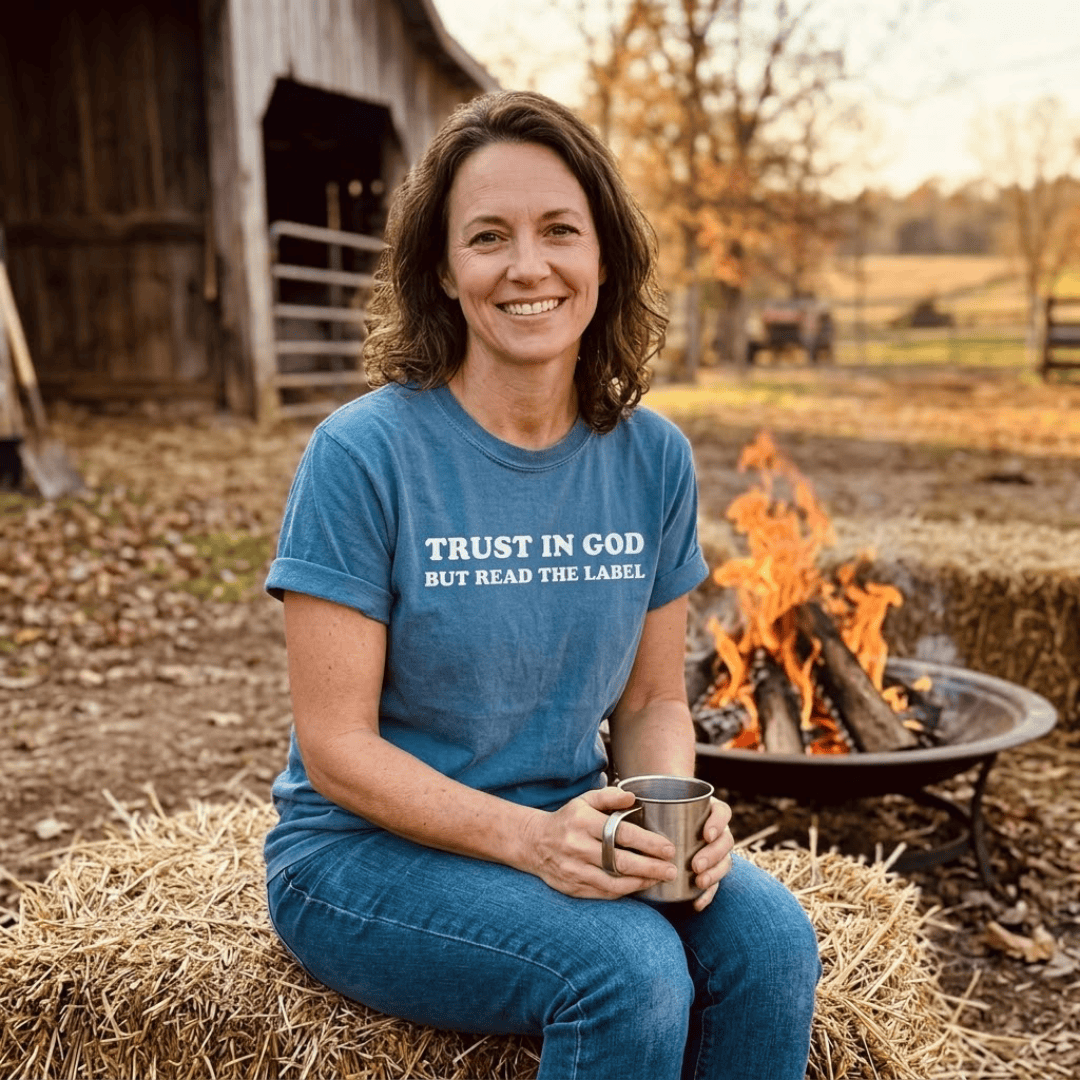 ellyandgrace 1717 Trust in God, But Read The Label Comfort Color Unisex Shirt