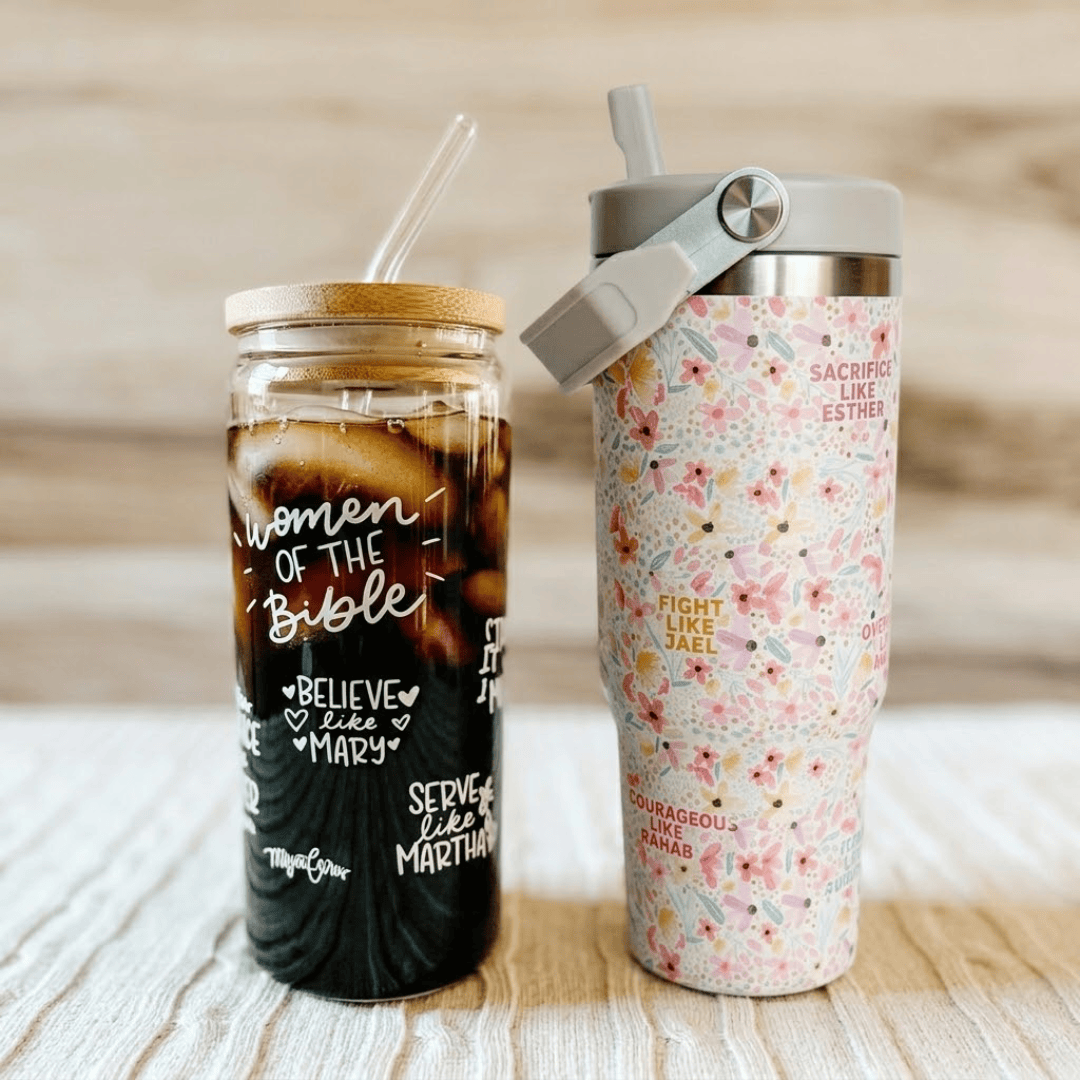 ellyandgrace 2-pc Bundle: Steel + Glass Tumblers- Women Of The Bible