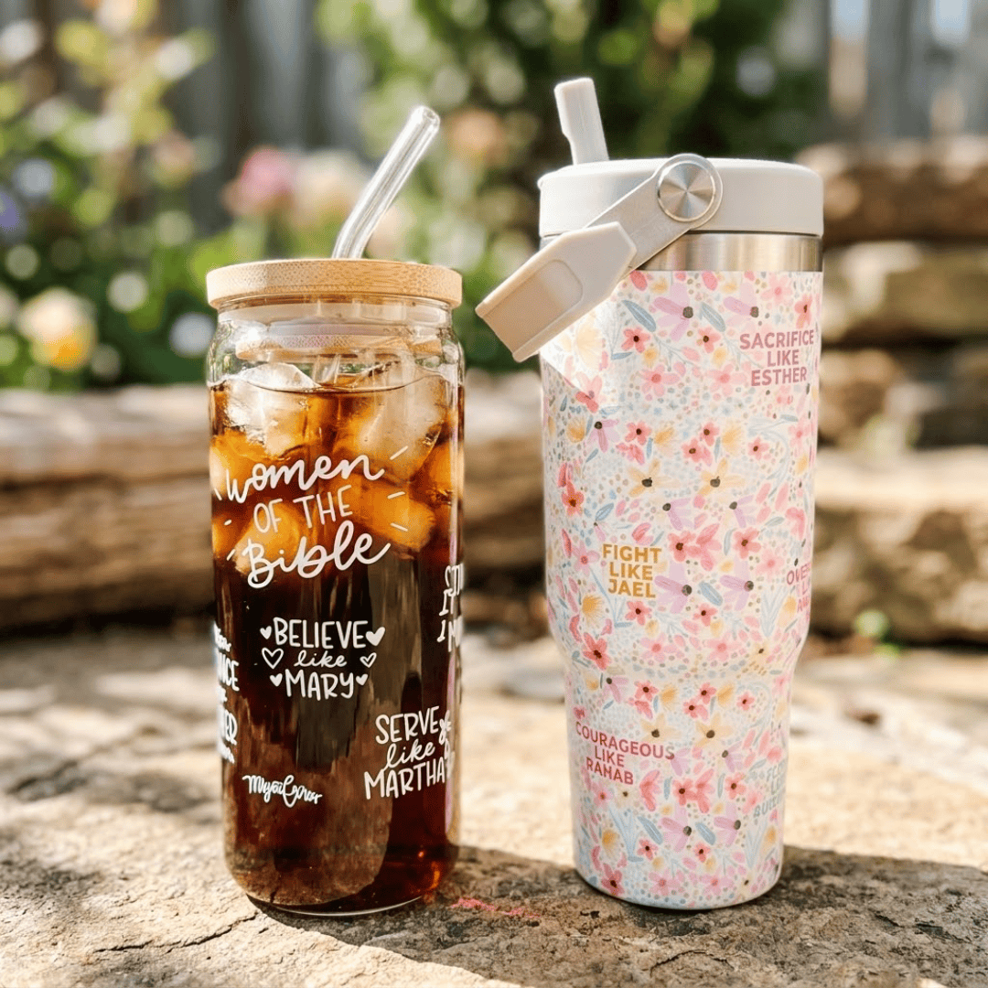ellyandgrace 2-pc Bundle: Steel + Glass Tumblers- Women Of The Bible