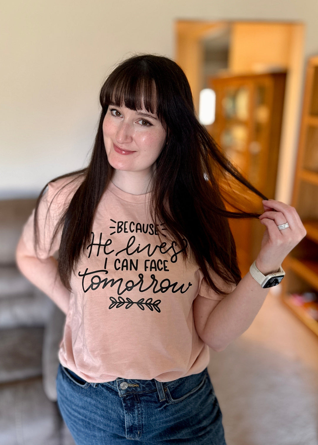 ellyandgrace 3001C Because He Lives 2026 Unisex Shirt