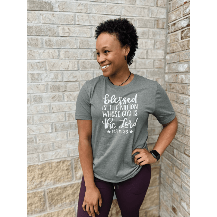 ellyandgrace 3001C Blessed is the Nation Whose God is the Lord Unisex Shirt