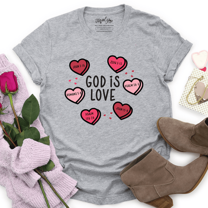 ellyandgrace 3001C Candy Hearts God is Love Multicolor Unisex Shirt