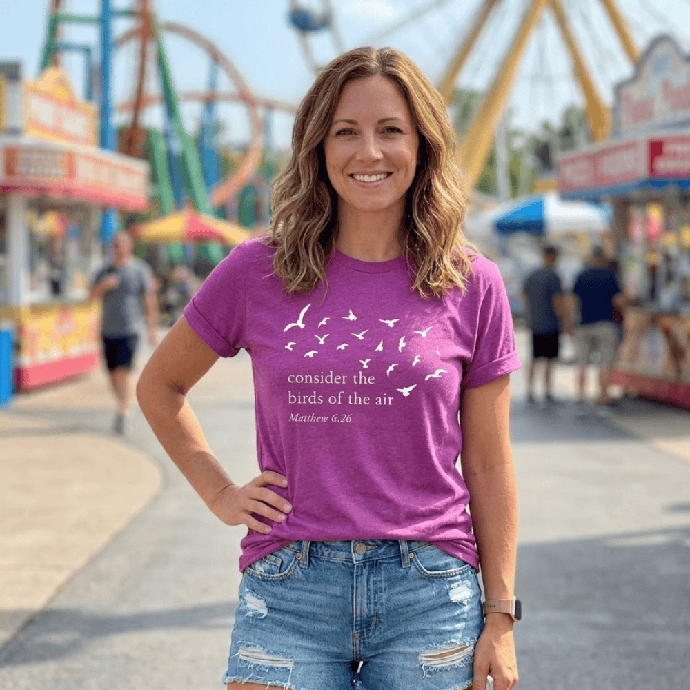 ellyandgrace 3001C Consider The Birds Of The Air Unisex Neon Shirt