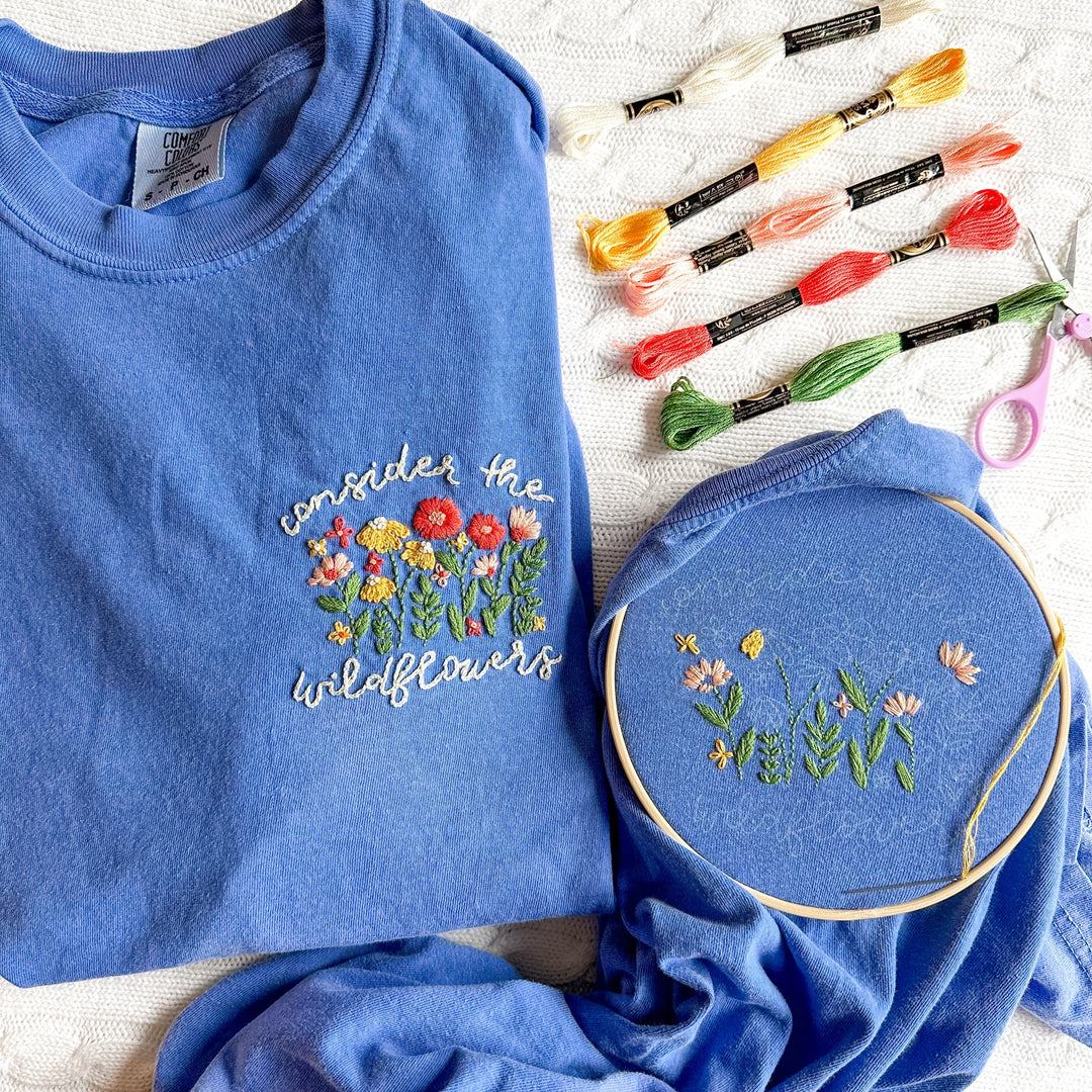 ellyandgrace 3001C Consider The Wildflowers Embroidery Shirt Kit