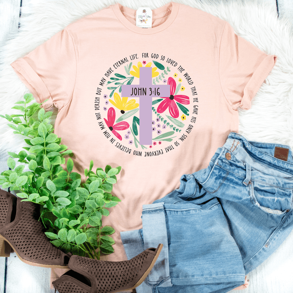 ellyandgrace 3001C Easter John 3:16 Multicolor Unisex Shirt