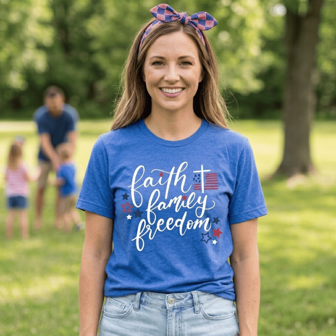 ellyandgrace 3001C Faith Family Freedom Multicolor Unisex Shirt