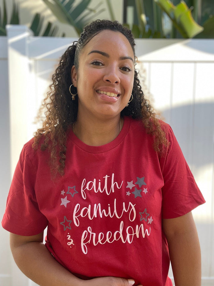 ellyandgrace 3001C Faith Family & Freedom Multicolor Unisex Shirt