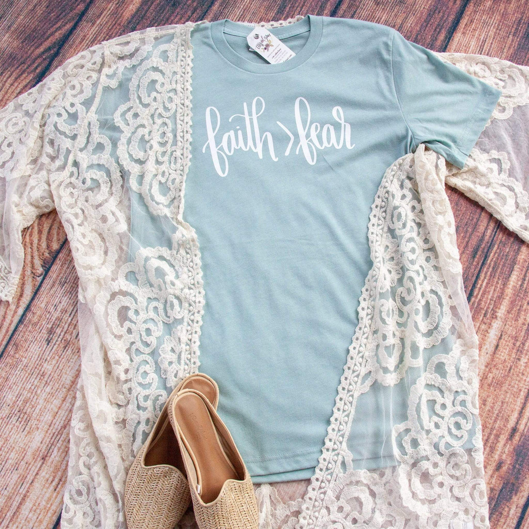 ellyandgrace 3001C Faith > Fear Unisex Shirt