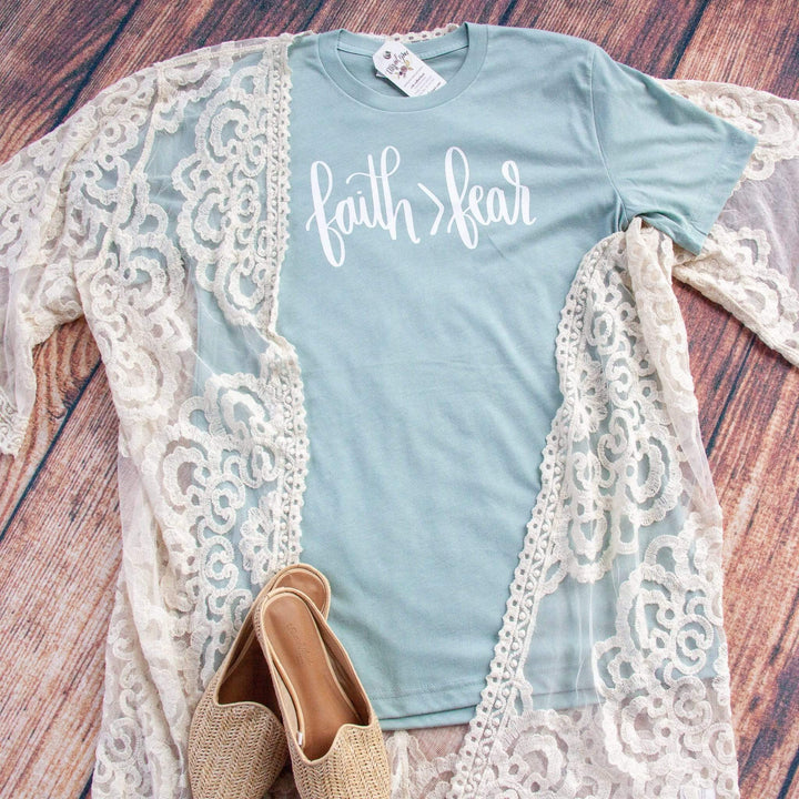 ellyandgrace 3001C Faith > Fear Unisex Shirt