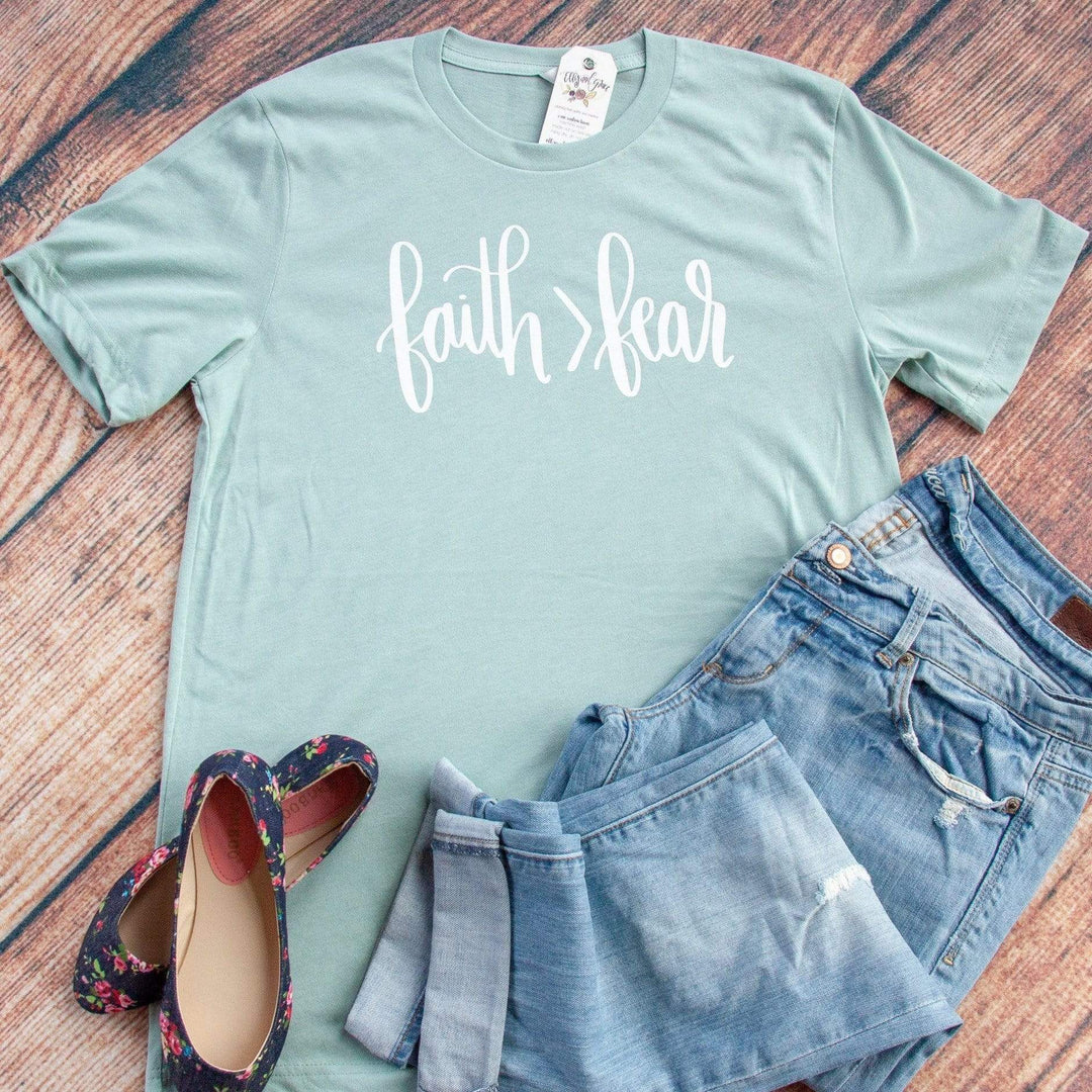 ellyandgrace 3001C Faith > Fear Unisex Shirt