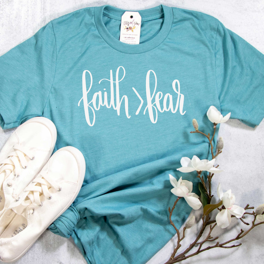 ellyandgrace 3001C Faith > Fear Unisex Shirt