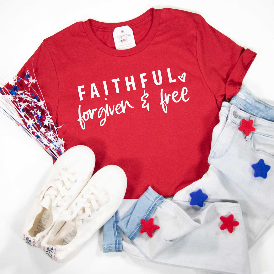 ellyandgrace 3001C Faithful Forgiven & Free Unisex Shirt