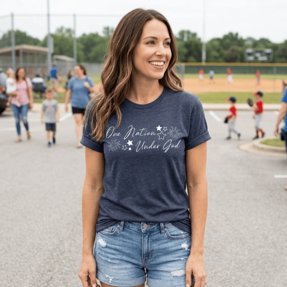 ellyandgrace 3001C Fireworks- One Nation Under God Unisex Shirt