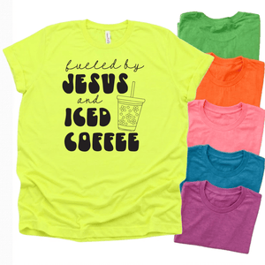 Fueled By Jesus And Coffee Unisex Neon Shirt