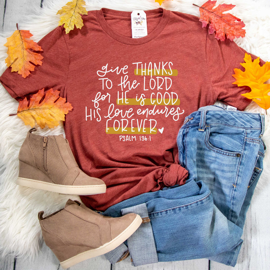 ellyandgrace 3001C Give Thanks to the Lord Multicolor Unisex Shirt