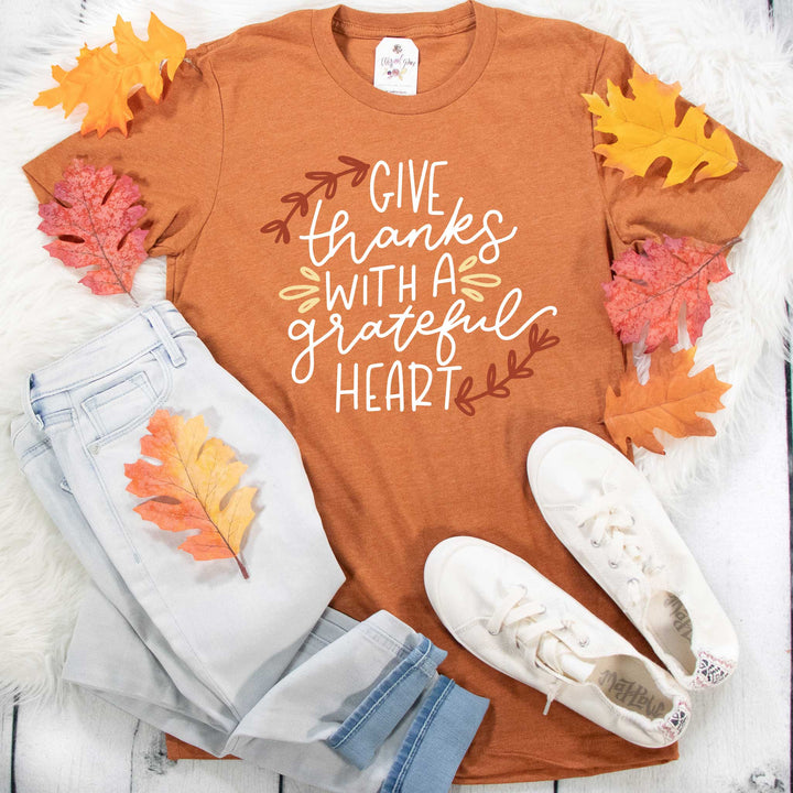 ellyandgrace 3001C Give Thanks with a Grateful Heart Multicolor Unisex Shirt