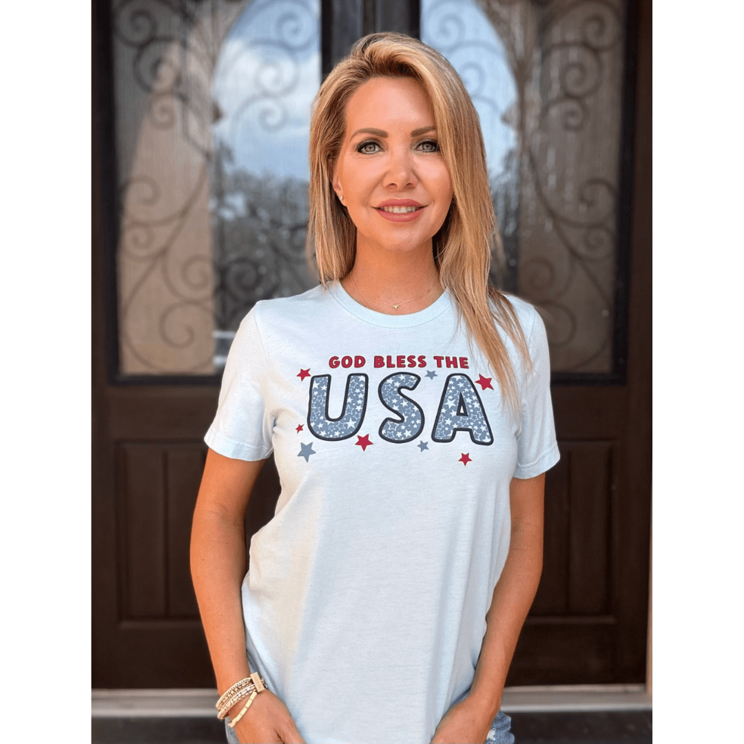 ellyandgrace 3001C God Bless the USA Multicolor Unisex Shirt