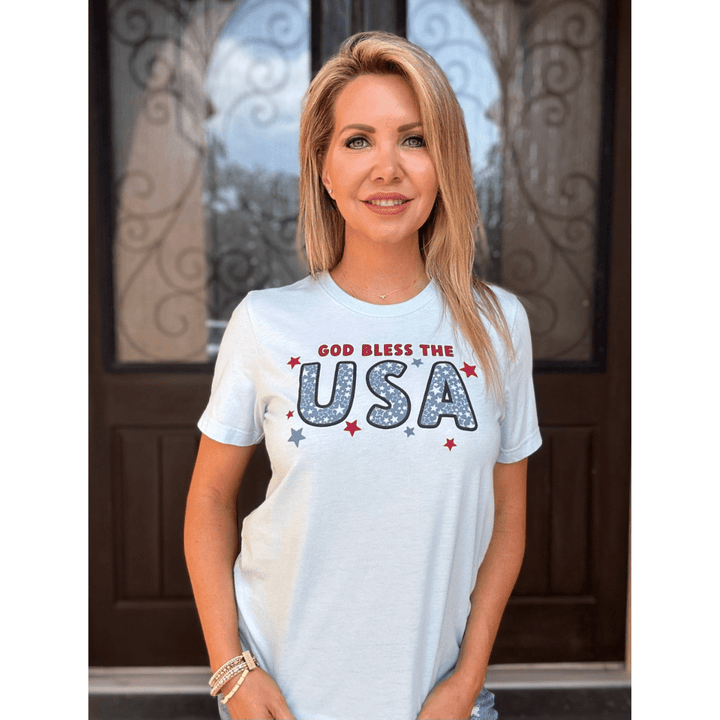 ellyandgrace 3001C God Bless the USA Multicolor Unisex Shirt