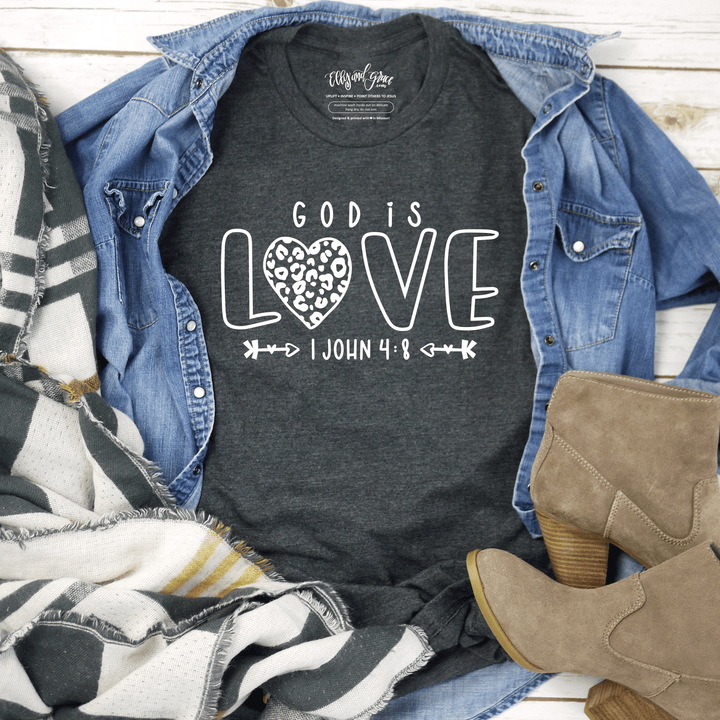 ellyandgrace 3001C God is Love Leopard Heart Unisex Shirt