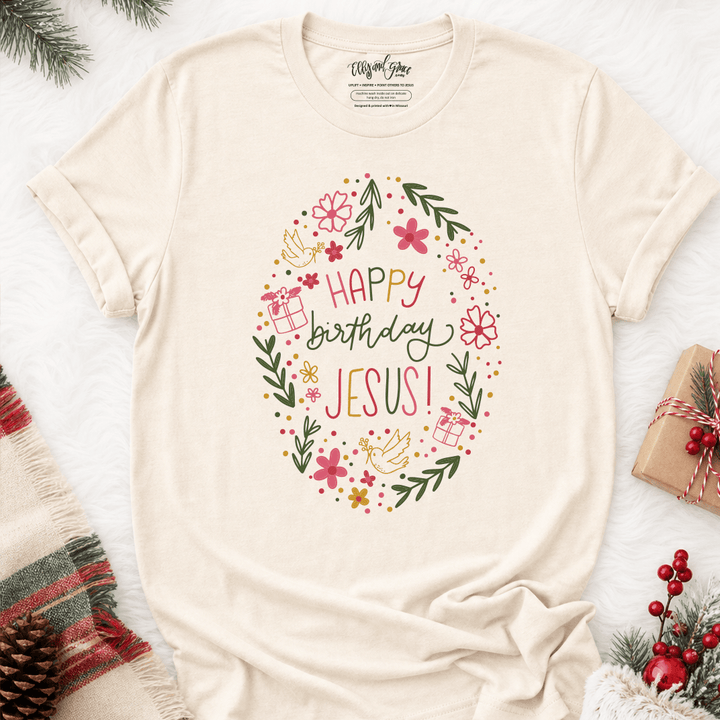 ellyandgrace 3001C Happy Birthday Jesus Multicolor Unisex Shirt