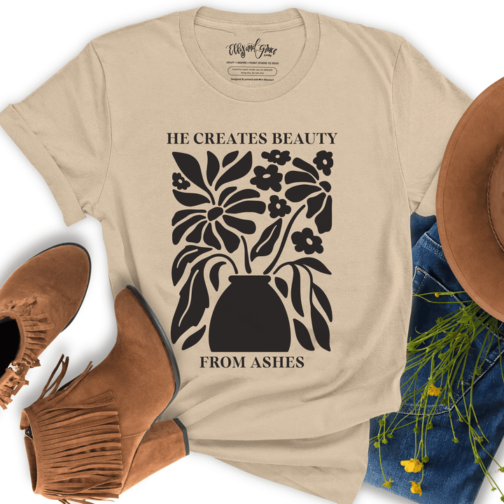 ellyandgrace 3001C He Creates Beauty from Ashes Unisex Shirt