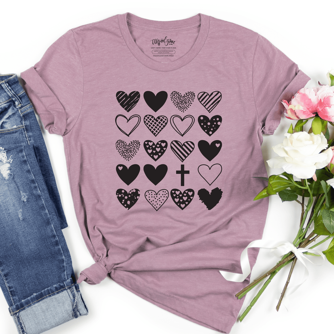 ellyandgrace 3001C Hearts & Cross Unisex Shirt