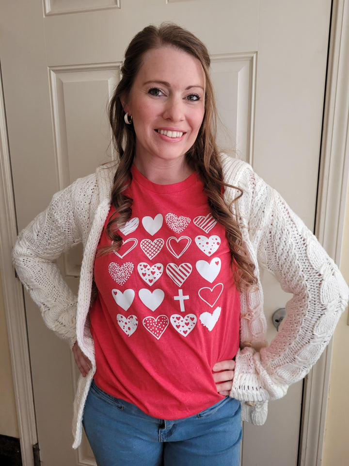 ellyandgrace 3001C Hearts & Cross Unisex Shirt