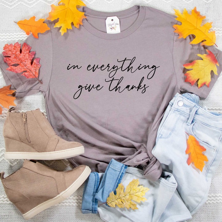 ellyandgrace 3001C In Everything Give Thanks Unisex Shirt