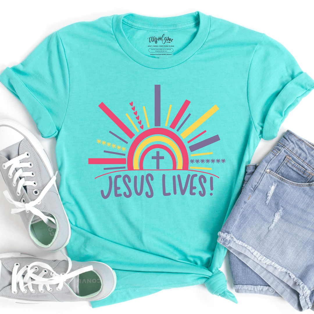 ellyandgrace 3001C Jesus Lives Multicolor Unisex Shirt