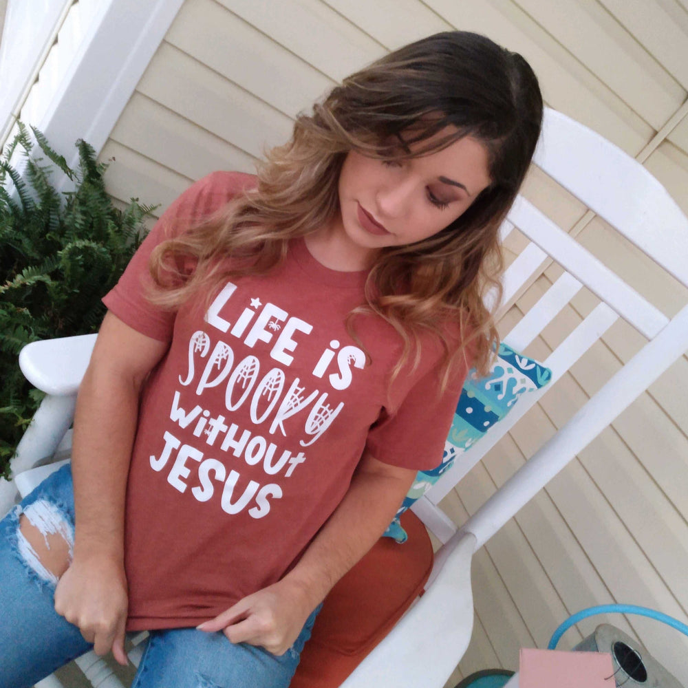 ellyandgrace 3001C Life is Spooky Without Jesus Unisex Shirt