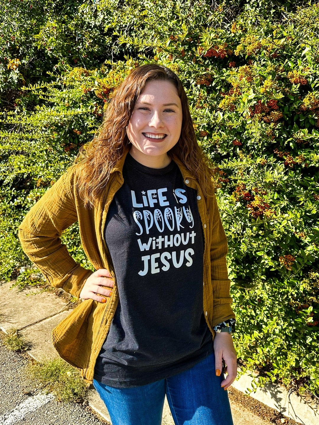 ellyandgrace 3001C Life is Spooky Without Jesus Unisex Shirt