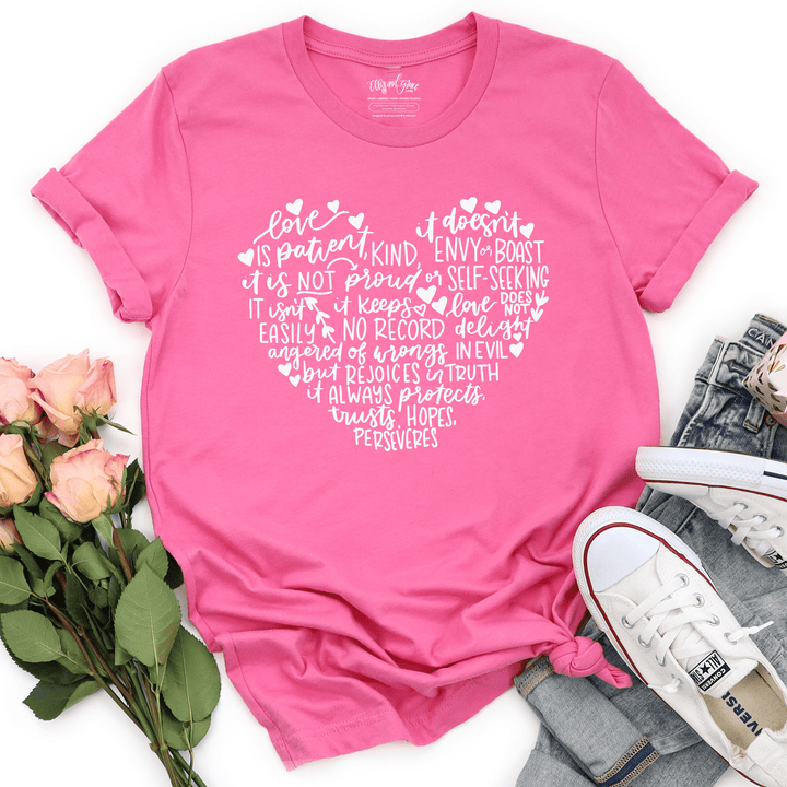 ellyandgrace 3001C Love is Patient Heart Unisex Shirt