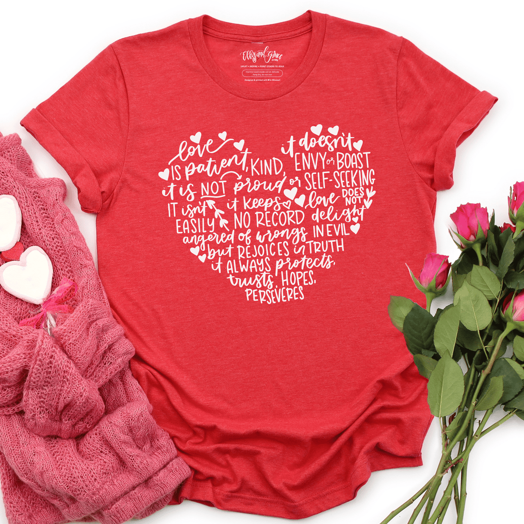 ellyandgrace 3001C Love is Patient Heart Unisex Shirt