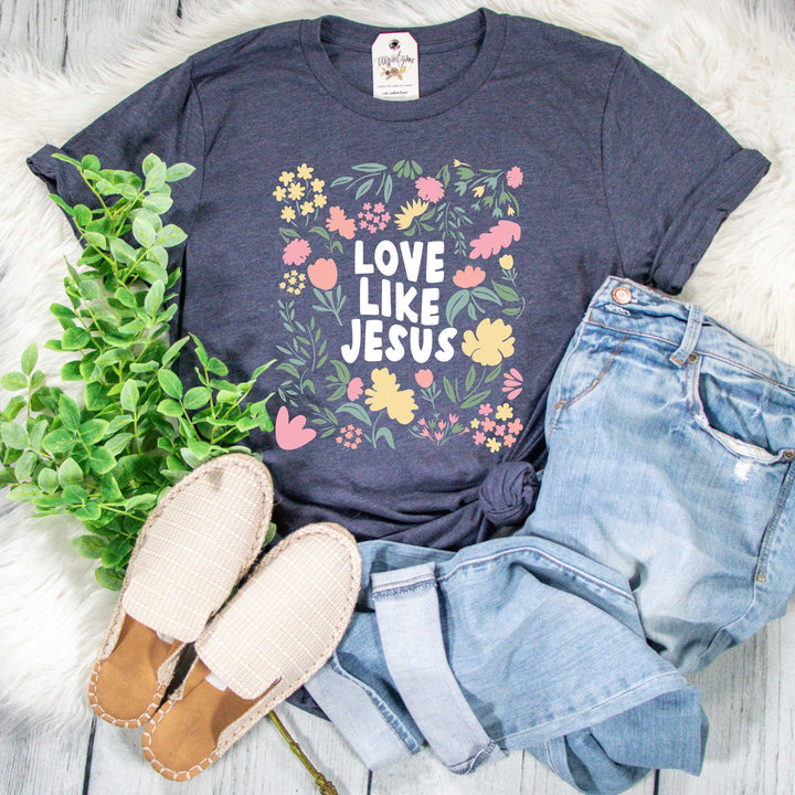 ellyandgrace 3001C Love Like Jesus Multicolor Unisex Shirt