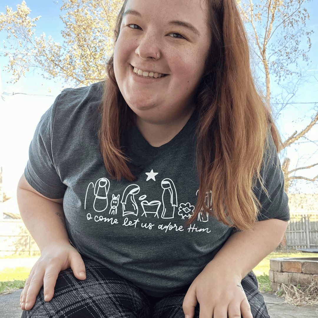 ellyandgrace 3001C Manger O Come Let Us Adore Him Unisex Shirt