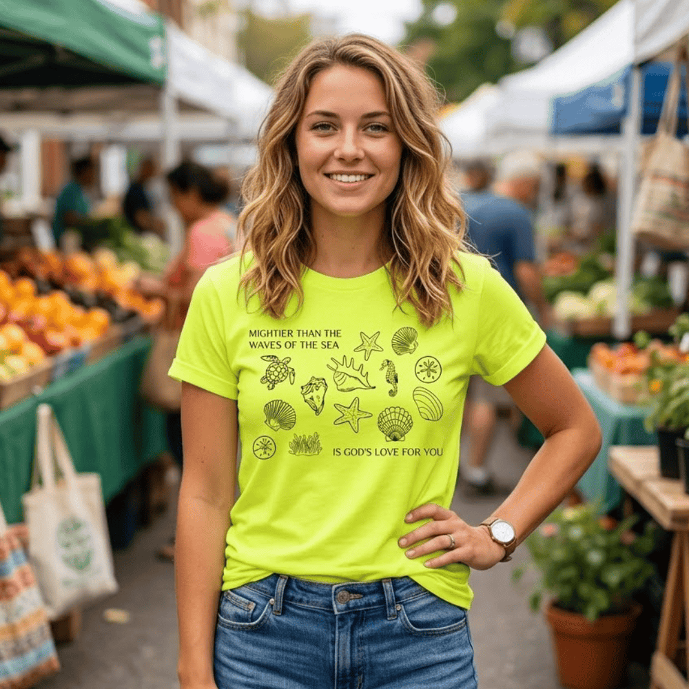 ellyandgrace 3001C Mightier Than The Waves Of The Sea Unisex Neon Shirt