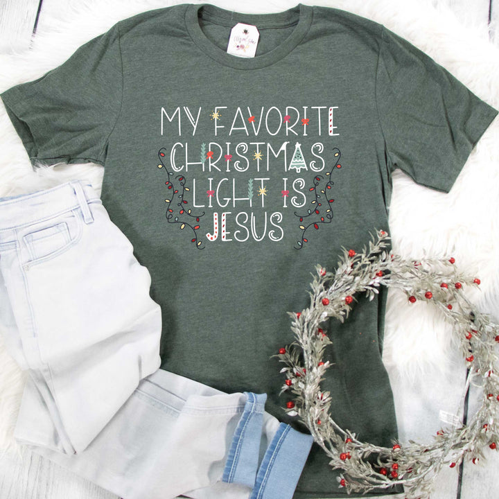 ellyandgrace 3001C My Favorite Christmas Light is Jesus Multicolor Unisex Shirt