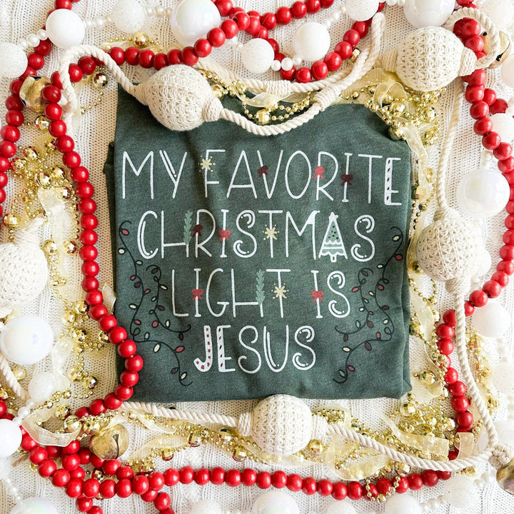 ellyandgrace 3001C My Favorite Christmas Light is Jesus Multicolor Unisex Shirt