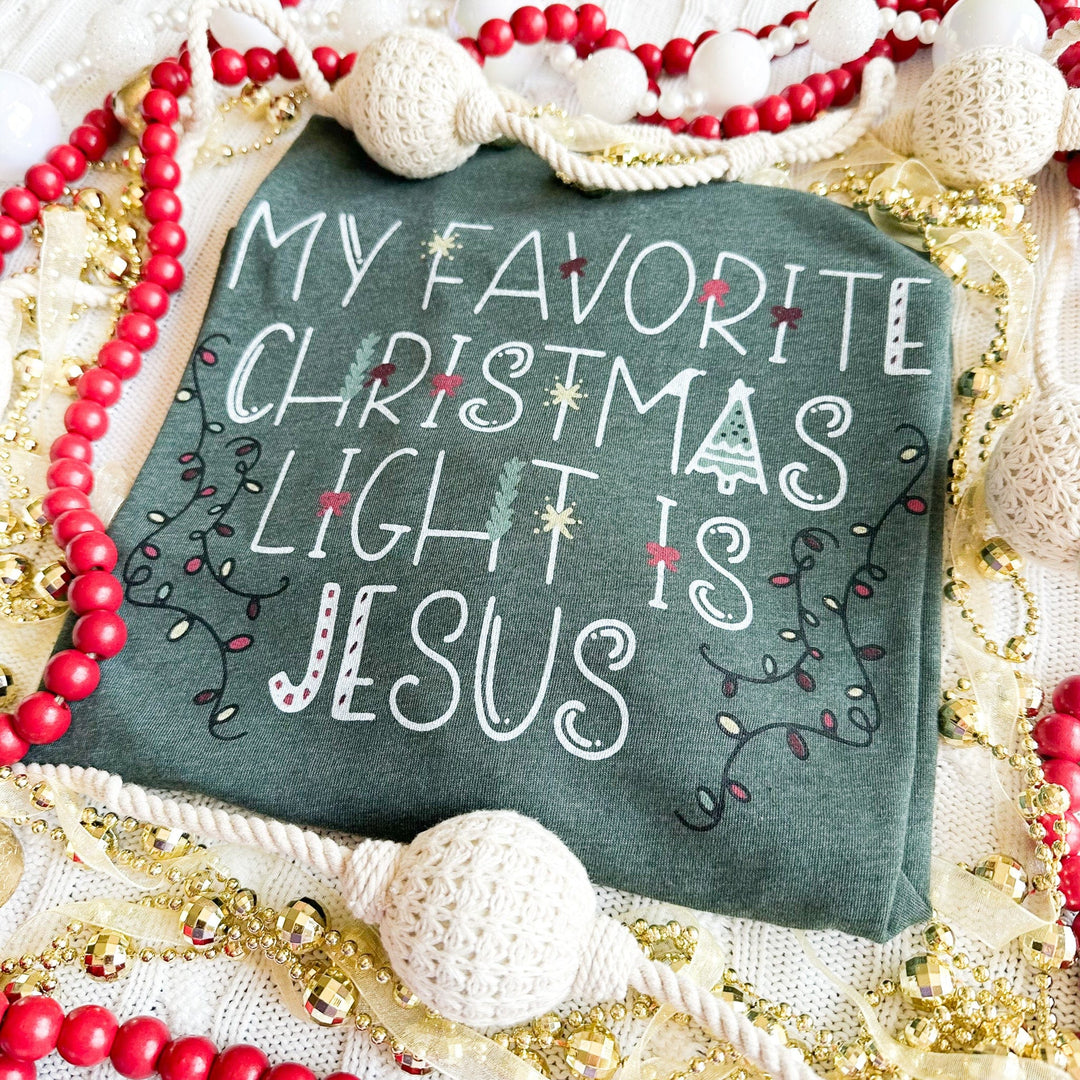 ellyandgrace 3001C My Favorite Christmas Light is Jesus Multicolor Unisex Shirt