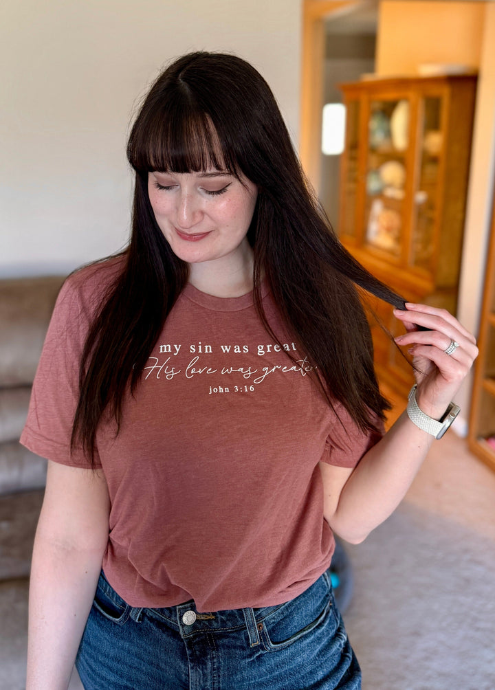 ellyandgrace 3001C My Sin was Great, His Love was Greater Unisex Shirt