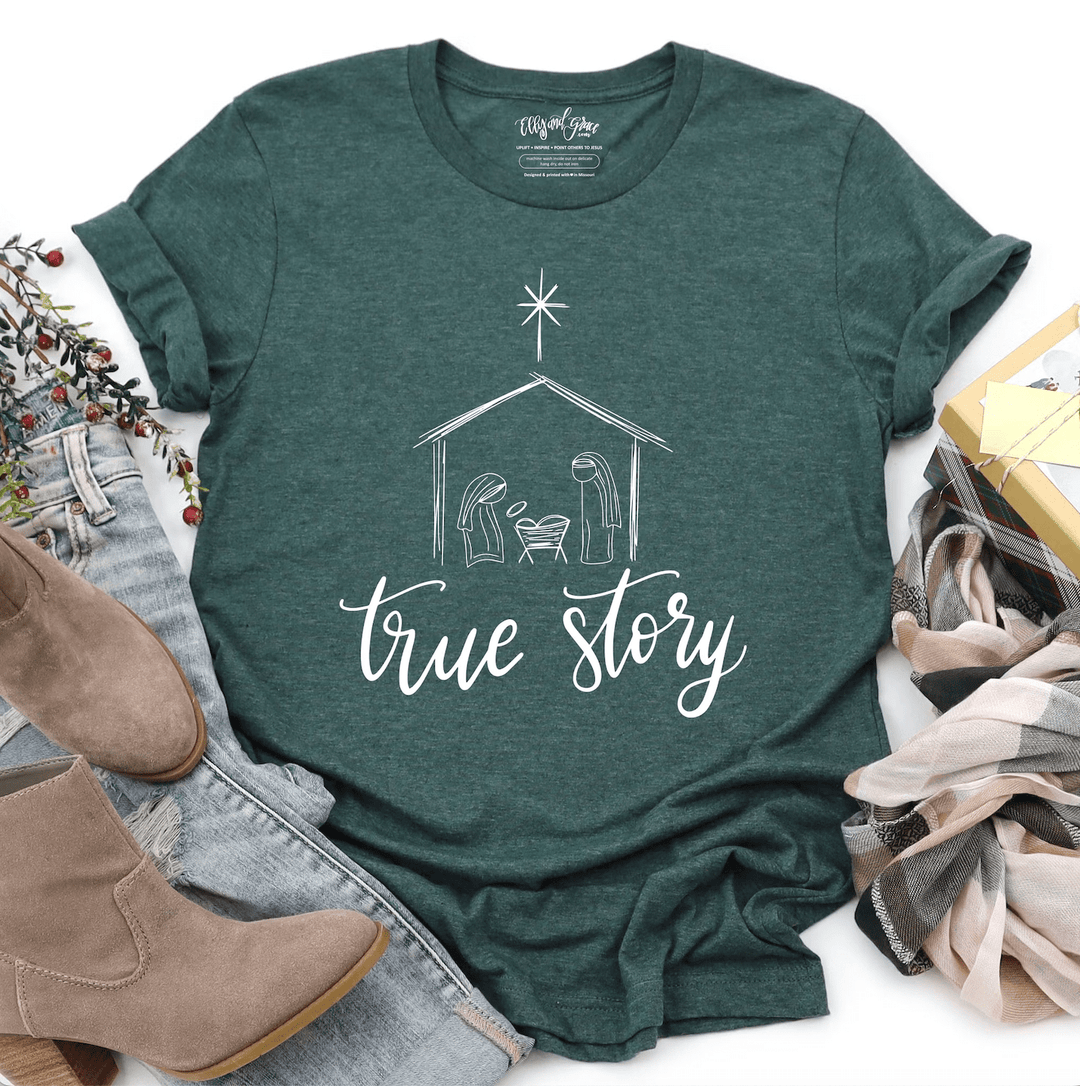 ellyandgrace 3001C Nativity True Story Unisex Shirt