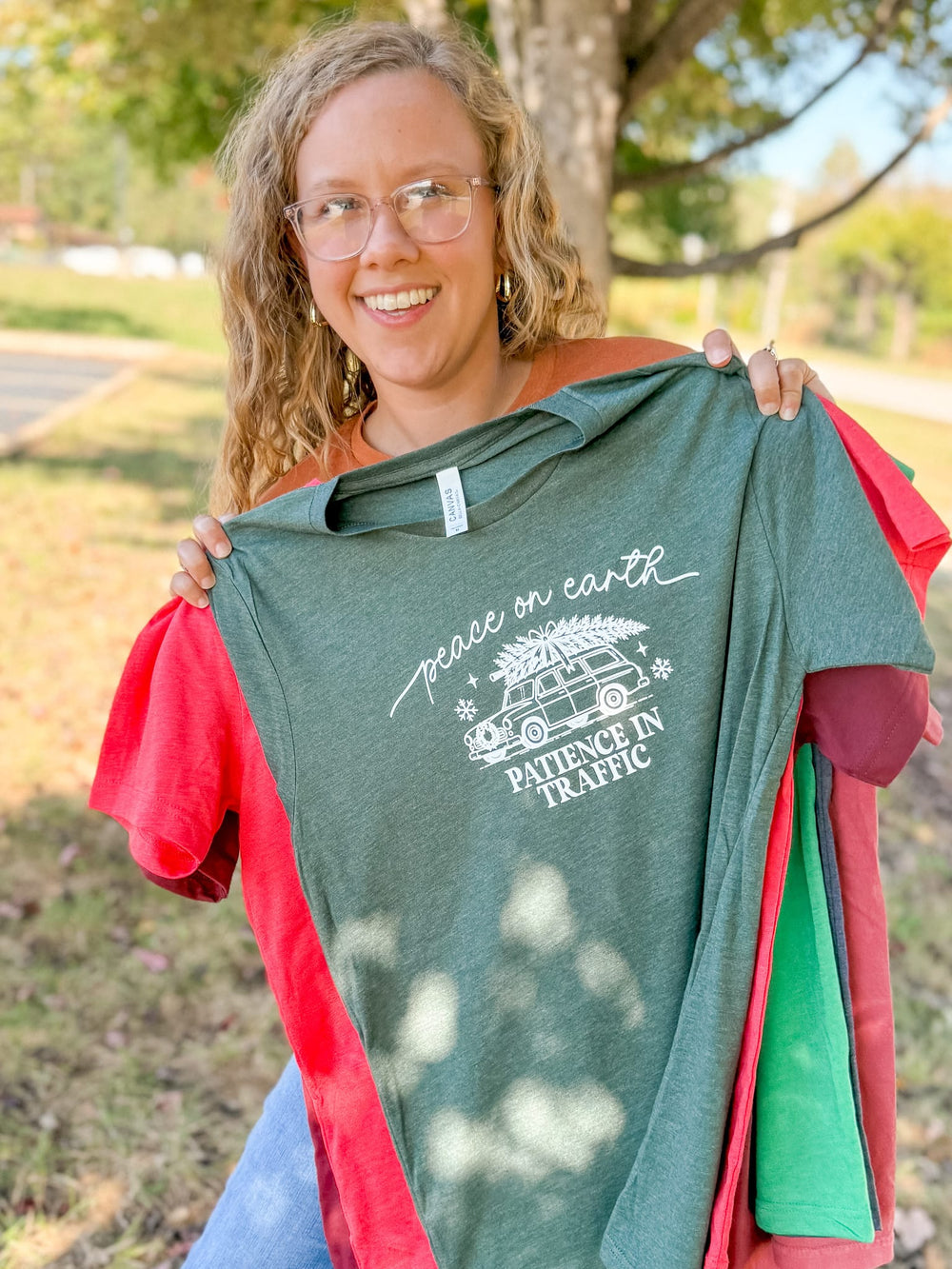 ellyandgrace 3001C Peace On Earth, Patience In Traffic Unisex Shirt