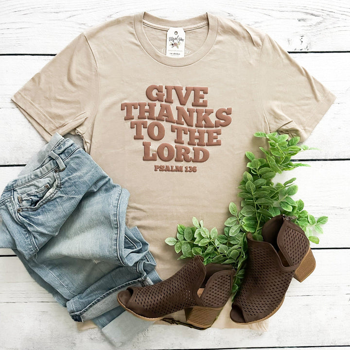 ellyandgrace 3001C PUFF Give Thanks To The Lord Fall Unisex Shirt