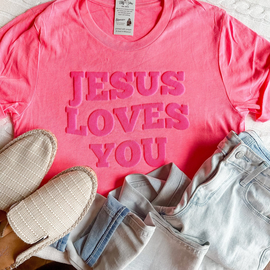 ellyandgrace 3001C PUFF Jesus Loves You Unisex Shirt